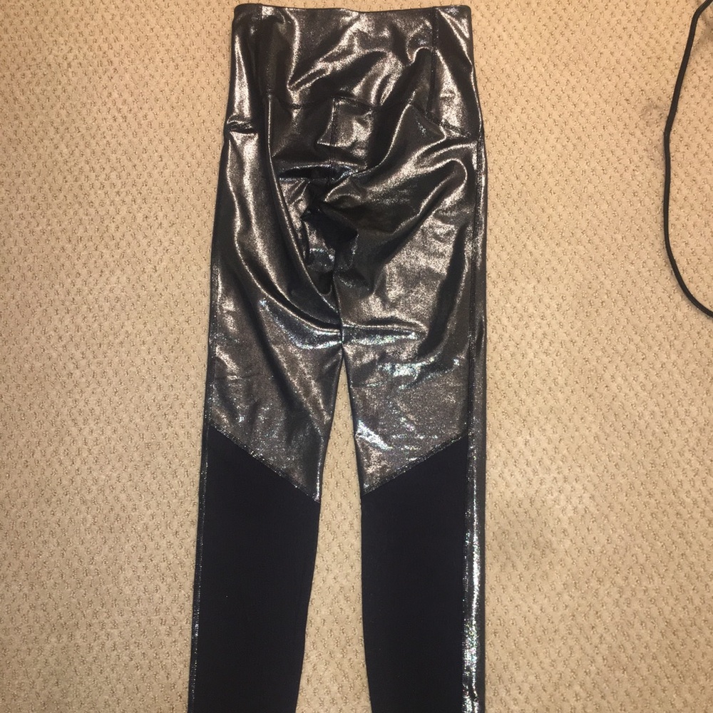 Sparkle high rise leggings with mesh panels